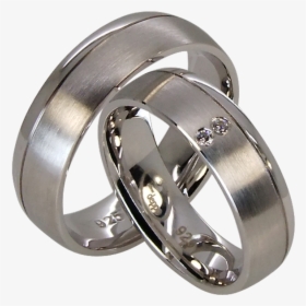 2 Silver Wedding Rings Couple Rings With 2 Cubic Zirconia - Titanium Ring, HD Png Download, Free Download