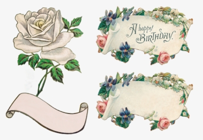 Banner, Flowers, Rose, Clip Art, Transparent, Isolated - Vintage Happy Birthday Clipart Free, HD Png Download, Free Download