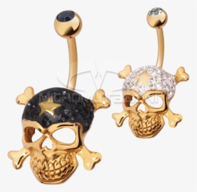 Gloss Finish Cross Bones Gold Steel Banabell Navel - Earrings, HD Png Download, Free Download