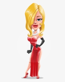 Woman With Red Evening Dress Cartoon Vector Character - Sexy Angry Woman Cartoon, HD Png Download, Free Download
