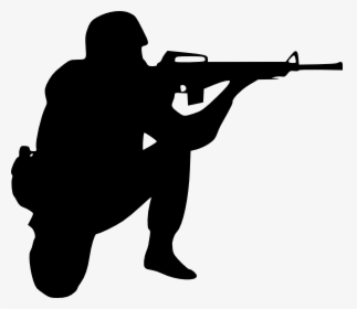Soldier Silhouette Png - Black And White Soldier, Transparent Png, Free Download