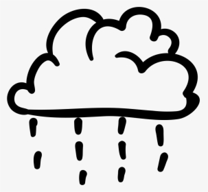 Cloud Of Rain With Raindrops Falling Handmade Symbol - Black And White Rainy Symbol, HD Png Download, Free Download