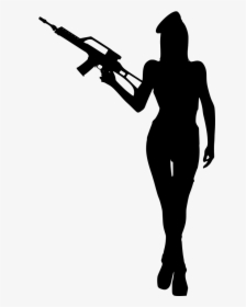 Transparent Gun Silhouette Png - Girl With Gun Silhouette Png, Png Download, Free Download