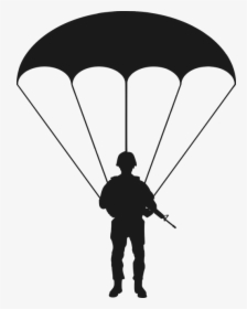 Paratrooper, Soldier, Combatant, Parachute, War, Weapon - Paratrooper Silhouette, HD Png Download, Free Download