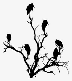 Vulture In A Tree Silhouette - Png Silhouette Tree Art, Transparent Png, Free Download