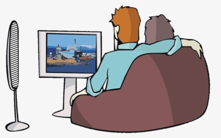 Transparent Clipart Tvs - Old Couple Watching Tv Cartoon, HD Png Download, Free Download
