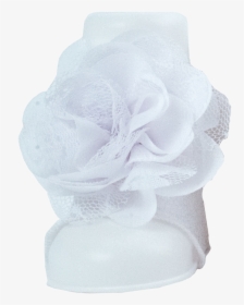 White Shimmer Peep Toe Sock With Chiffon Lace Flower - Wool, HD Png Download, Free Download