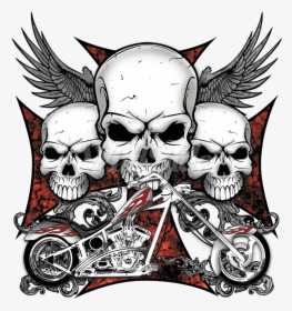 Clip Art Skull Graphics For Motorcycles - 3 Skull T Shirt, HD Png Download, Free Download