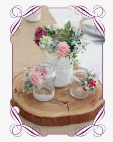 Pink Rustic Lace Tealight Jars Table Wedding Centrepiece, HD Png Download, Free Download