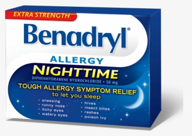 Extra Strength Benadryl® Nighttime Caplets - Benadryl Extra Strength, HD Png Download, Free Download