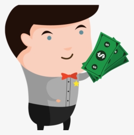 Money Bag Cartoon Clip Art - Cartoon Person With Money, HD Png Download, Free Download