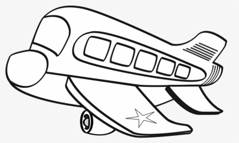 Funny Airplane Clipart Black And White Cartoon Plane - Clip Art Black And White Airplane, HD Png Download, Free Download