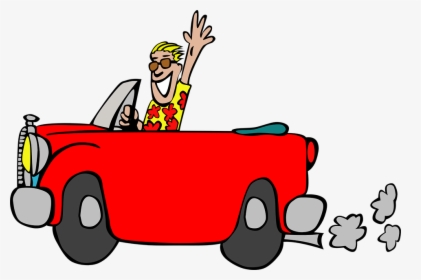 Car, Red, Cabriolet, Guy, Hawaii Shirt, Wave, Grin - Car Driving Clip Art, HD Png Download, Free Download