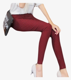 Women Vertical Striped Pants - Tights, HD Png Download, Free Download