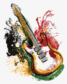 Art Electric Poster Guitar Vector Grunge Clipart - Guitar Vector Art Png, Transparent Png, Free Download