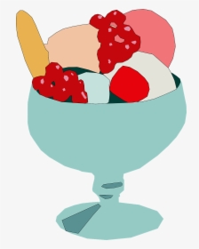 Ice Cream Bowl Sundae Strawberry Png Image - Cartoon Cup Ice Cream Clipart, Transparent Png, Free Download