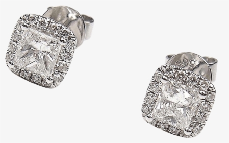 09 Ctw Princess Cut Diamond Halo Stud Earrings 14k - Diamond, HD Png Download, Free Download