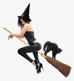 Sexy Witch On Broomstick Transparent Image - Sexy Witch On A Broom Stick, HD Png Download, Free Download