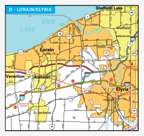 Lorain-elyria - Road Map Of Lorain County Ohio, HD Png Download, Free Download