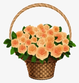 Flower Baskets Clipart Jpg Free Download Basket With - Flowers In A Basket Clipart, HD Png Download, Free Download