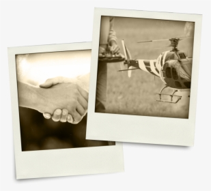 Sepia-tone Polaroids Of Shaking Hands And A Rc Helicopter - Polaroid Sepia Png, Transparent Png, Free Download