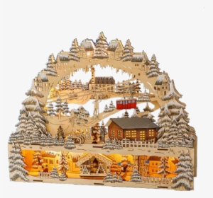 Alpine Scene With Ski Lodge" title="christmas Schwibbogen - House, HD Png Download, Free Download