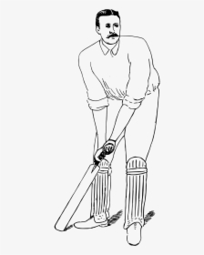 Png Black & White Cricket Man, Transparent Png, Free Download