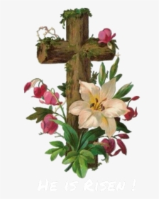 Jesus Has Risen Easter Jesus - Cross Images With Flowers, HD Png Download, Free Download