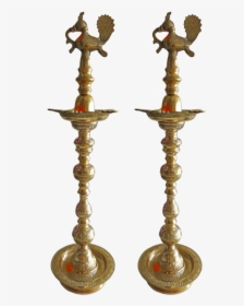 Pair Of Amazing Brass Kuthu Vilakku With Peacock, 10 - Brass, HD Png Download, Free Download