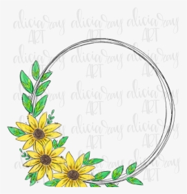 Sunflower Wreath Sublimation Png Digital Example Image - Perforate St John's Wort, Transparent Png, Free Download