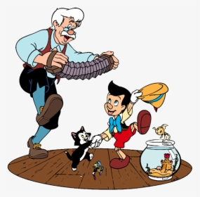 Gepetto, Pinocchio, Figaro Gepetto Playing Accordion - Pinocchio Geppetto Figaro Cleo, HD Png Download, Free Download