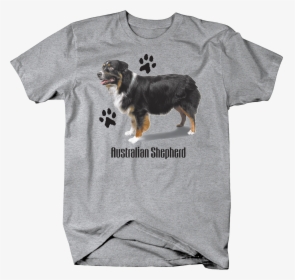 Cute Australian Shepherd Dog Standing Up With Paw Prints - T-shirt, HD Png Download, Free Download