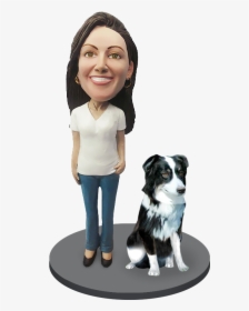 Custom Female With Custom Pet Dog Bobblehead - Pet, HD Png Download, Free Download