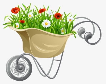 Transparent Buch Clipart - Wheelbarrow With Flowers Clipart, HD Png Download, Free Download