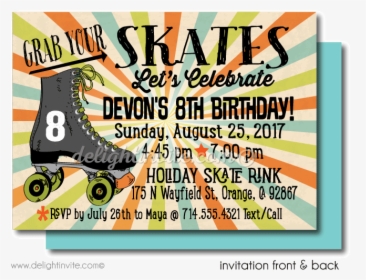Free Printable Roller Skate Party Invitations, HD Png Download, Free Download