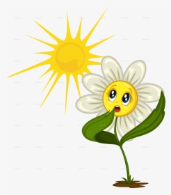 Cartoon Daisy Stickers For Different Situations - Cartoon Plant Waking Up, HD Png Download, Free Download