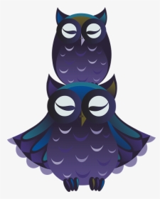 Owls, Birds, Blue, Purple, Violet, Two, Mom, Baby - นก ฮูก ไม่มี พื้น หลัง, HD Png Download, Free Download