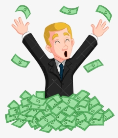 Cash A Victorious Businessman Standing In Mountain - Cartoon Images Of Cash, HD Png Download, Free Download