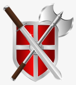 Shield, Axe, Sword, Crest, Armor, Warrior, Symbol - Shield And Sword Clipart, HD Png Download, Free Download