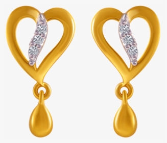 14kt Yellow Gold And American Diamond Stud Earrings - Earring Gold Pc Chandra Jewellers, HD Png Download, Free Download
