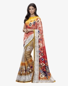 Womens Printed Saree - Sari, HD Png Download, Free Download