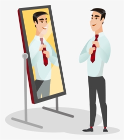 Man Looking In Mirror Illistration - Cartoon Looking In Mirror, HD Png Download, Free Download