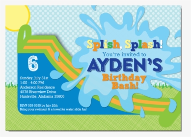 Water Slide New - Water Birthday Party Invites, HD Png Download, Free Download