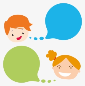 Boy And Girl With Speech Bubbles - Person With Speech Bubble Png, Transparent Png, Free Download