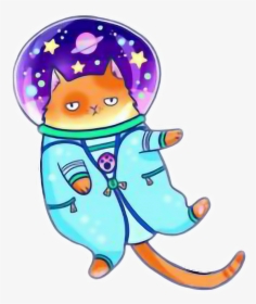 #gato #espacio #astronauta #celeste #cat #neko #infinito - Cat In Space Png, Transparent Png, Free Download