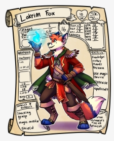 Rpg Character Sheet- Lokrim Fox - Cartoon, HD Png Download, Free Download