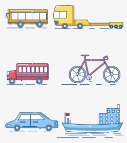 Transportation Cartoon Equipment Bus Bicycle Png And - การ ขนส่ง Png, Transparent Png, Free Download