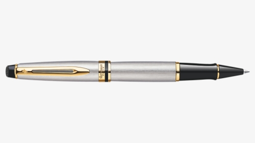 Waterman Expert Stainless Steel With Gold Trim Rollerball - Stainless Steel Roller Ball Pen Gt, HD Png Download, Free Download