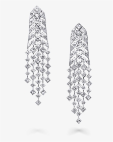 A Pair Of Graff Snowfall Earrings Featuring Baguette - Graff Diamond Chandelier Earrings, HD Png Download, Free Download