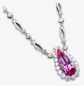 Pink Topaz And Diamond Necklace, - Topaz Pink Necklace, HD Png Download, Free Download